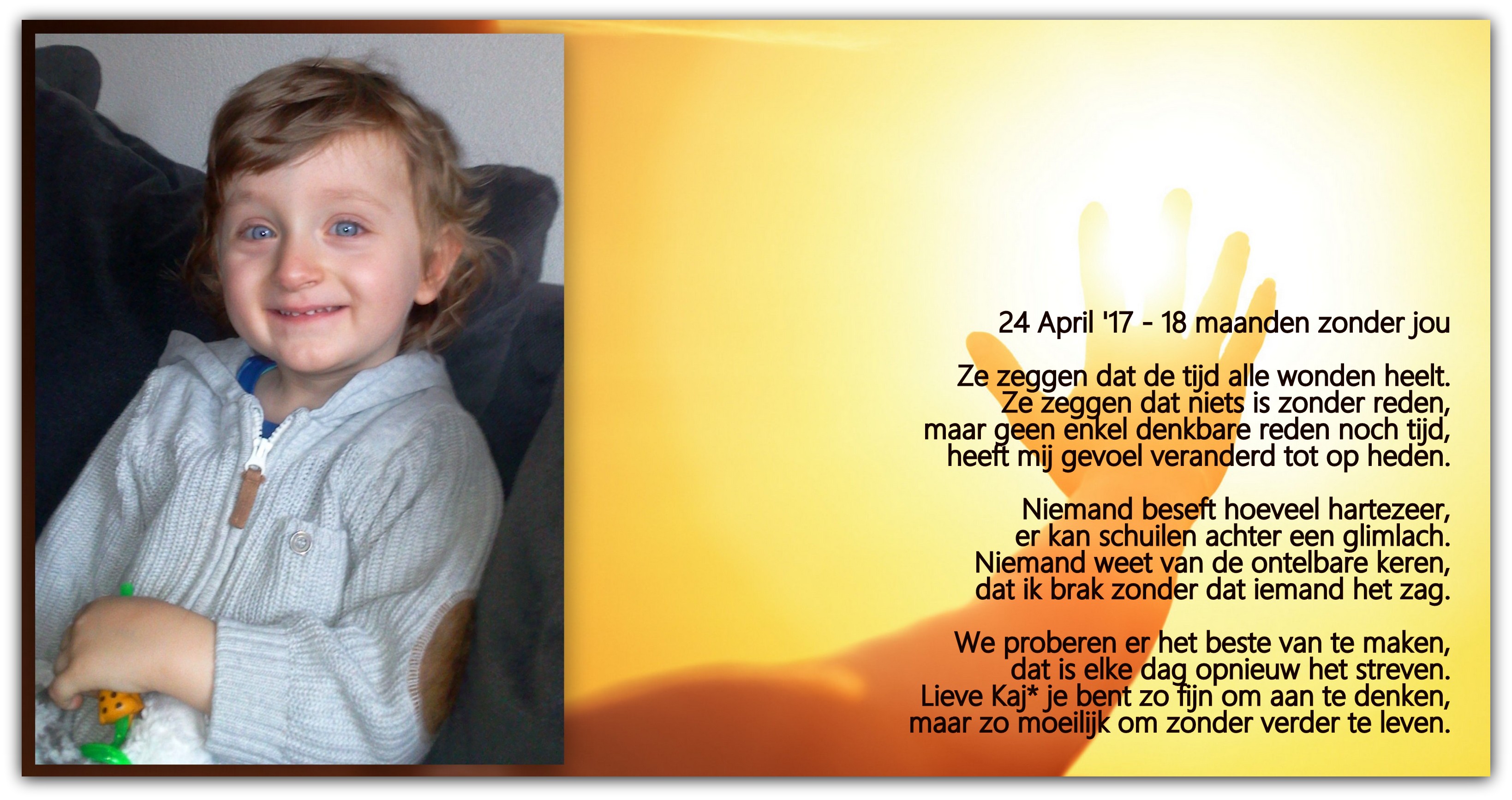 KansVoorKaj - 18 maanden zonder jou